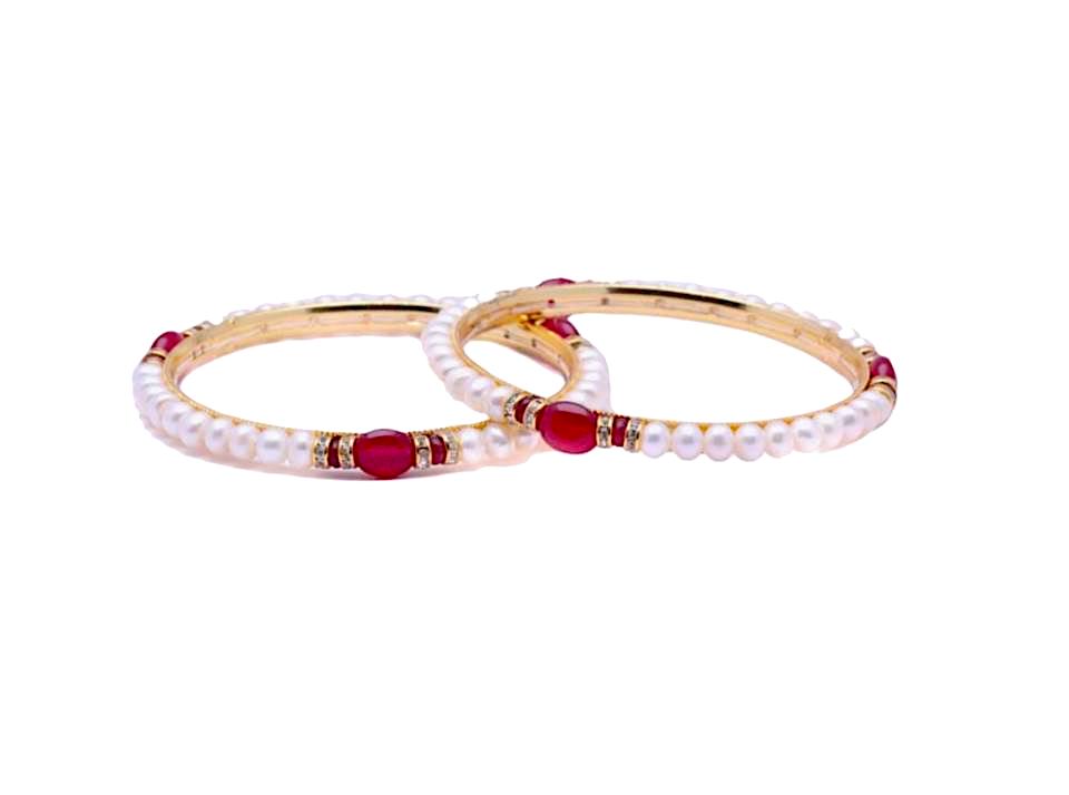 real pearl bangle with ruby