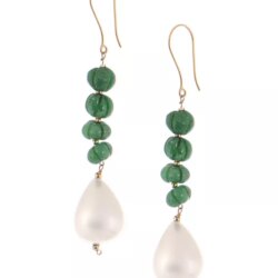 green jade and shell pearl drop