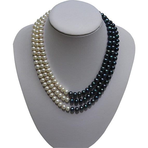 Stylish White & Black Colour Pearl Necklace - Modi Pearls