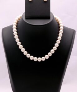 Round Big Size 10 MM Real Hyderabadi Pearl Necklace Set Certified Pearl