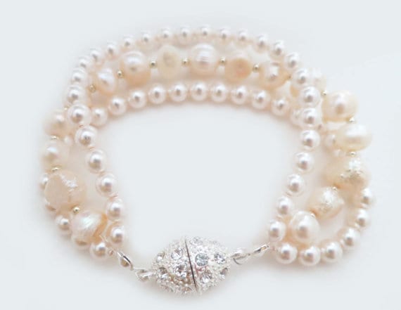 Stylish Pink Pearl Bracelet with Magnet Lock  Modi Pearls
