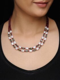 Ruby Emerald Pearl Necklace Image