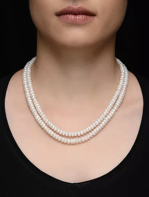 Tropical Moonlight Double-Strand Pearl Necklace – Gem Set Love