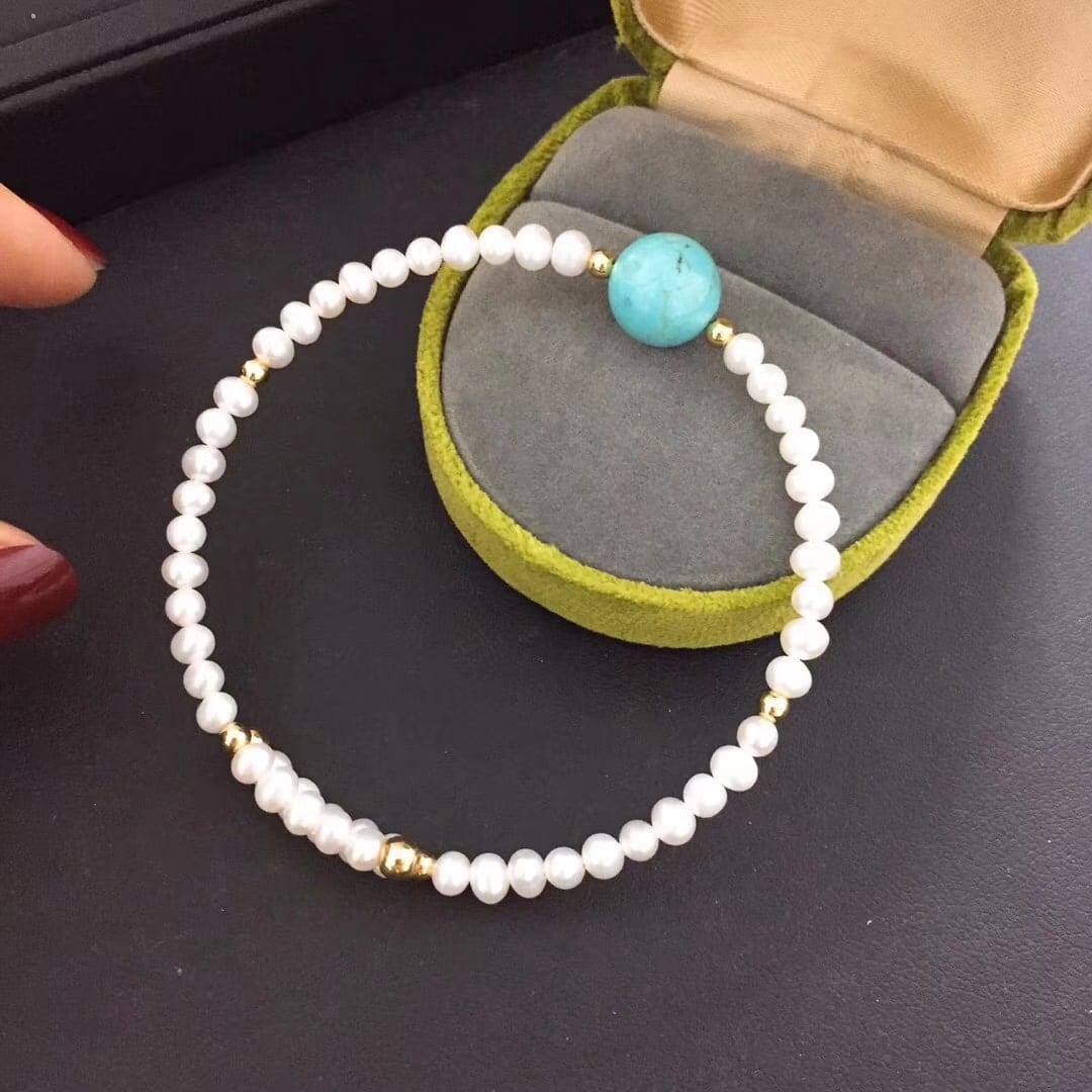 New Freshwater Color Pearl Bracelets Bangle Gold Plated Chain Fashion  Simple Crystal Bracelet Pearl Bracelets Bangle