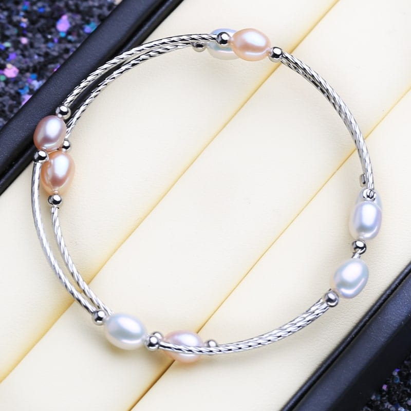 Natural White Pearl Bracelet- 925 Starling Silver Bracelet - Pearl Bracelet  at Rs 900/piece | खरे चांदी का कंगन in Jaipur | ID: 25220359433