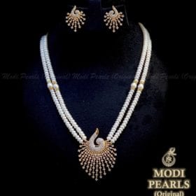 Two Layered Peacock Shape Pendent Set Image