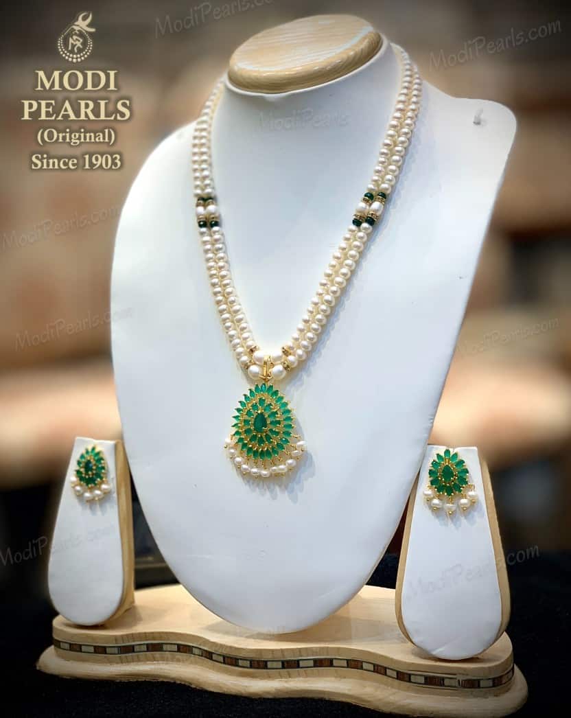 2 Row Pearl Necklace Set (R) - Modi Pearls