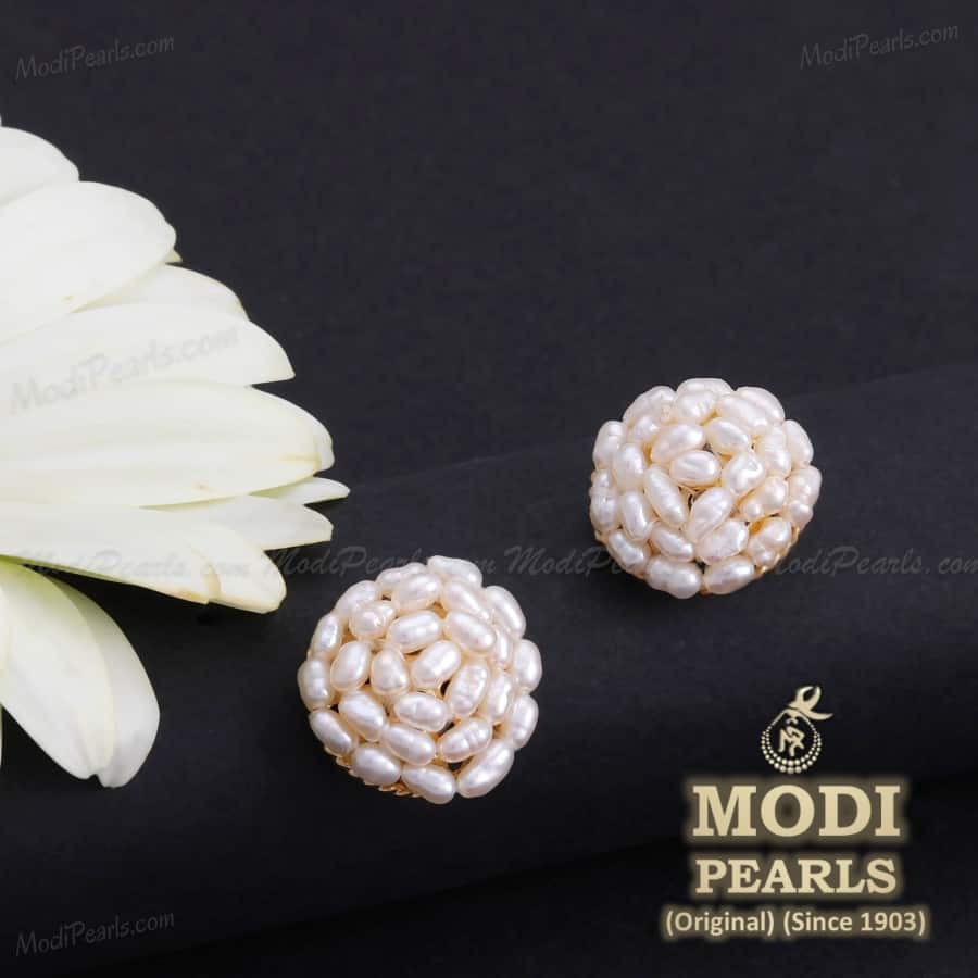 Cute Rice Pearls Earrings - Hyderabadi Pearls Shop