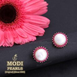 pearls ruby earrings