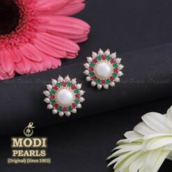 buy ruby emerald pearls earrings online