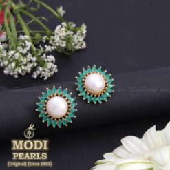 pearl emerald earrings