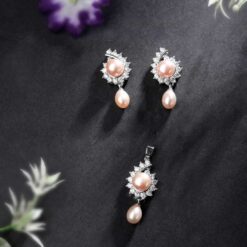 buy pink pearl pendant set