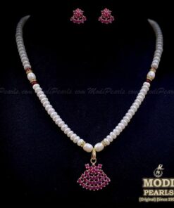 buy ruby pearls pendant set