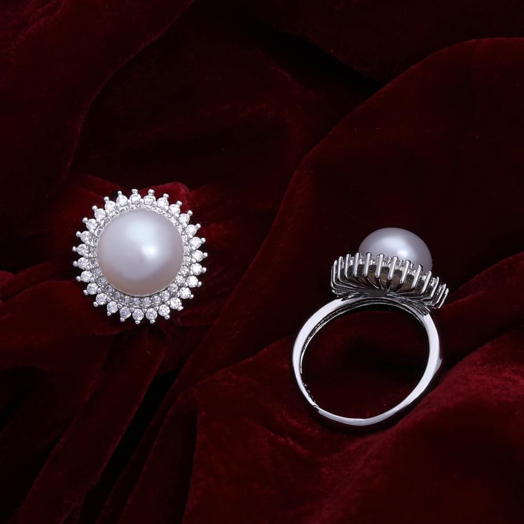 Pearl Ring in pure silver - Rudra Centre