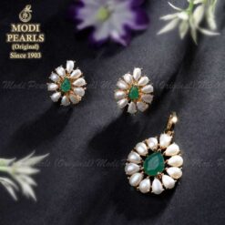 buy green jade pendant set with pearls online