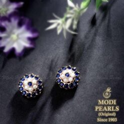 buy blue sapphire stone pearls ear studs online