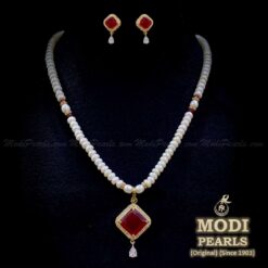 buy beautiful ruby roundish pearl set