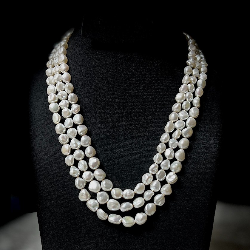Pearl Necklace ~ Blue-gray Tahitian and Keshi Pearls - Cynthia Renée, Inc.