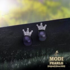 buy beautiful crown black pearl earrings