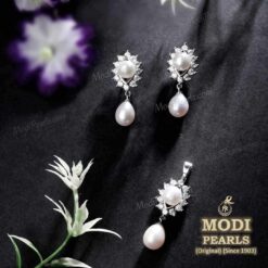 buy beautiful pearl pendant set with silverbase