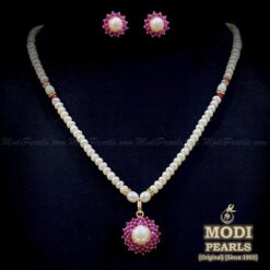buy ruby pearls pendant set