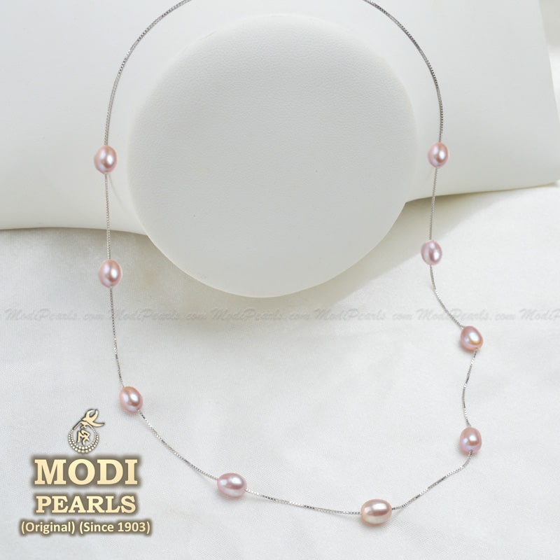 Buy the Silver Pink Crystalized Necklace - Silberry
