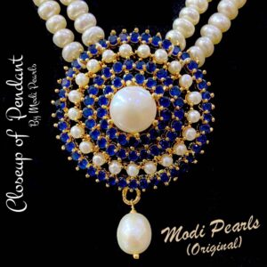 Buy Pearl Pendant Set With BlueSapphire