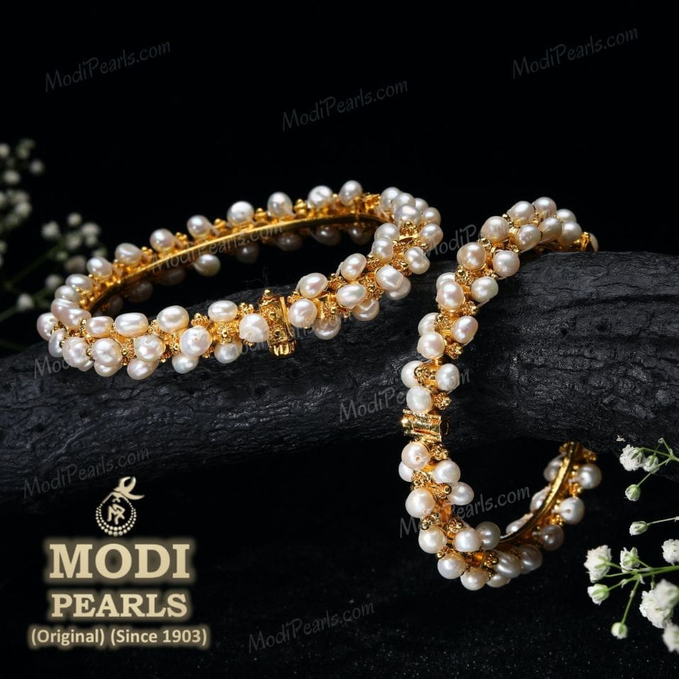 Adorable Oval Pink 3 Row Pearl Bracelet | Mangatrai Pearls & Jewellers