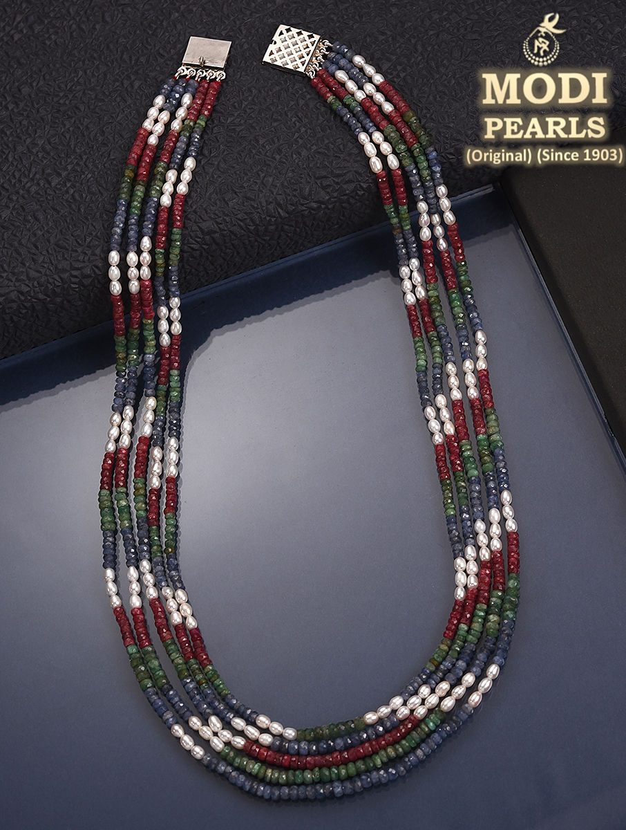 multistone pearl necklace