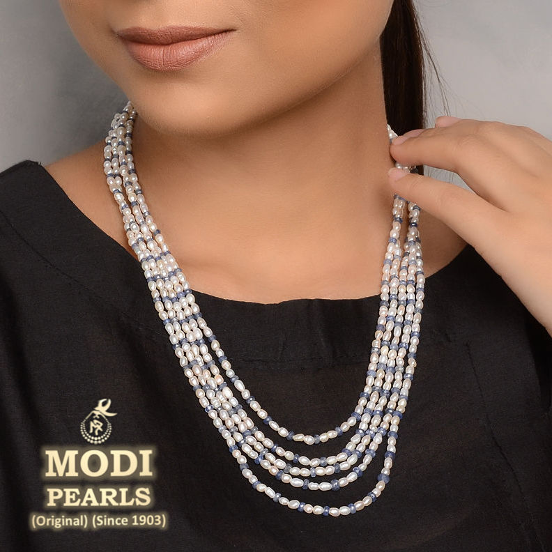 Sapphire Pearl Combination Necklace
