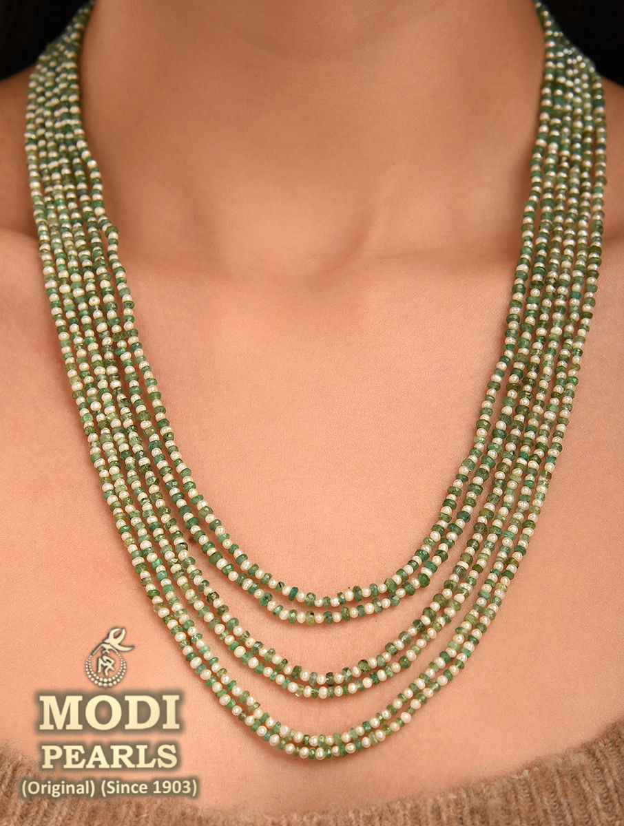Splendid Green Jade Tumbles Necklace - Modi Pearls