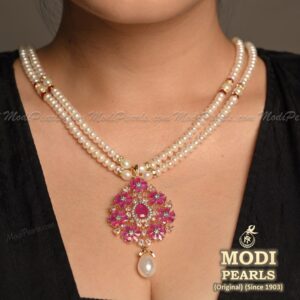 Beautiful Two Layer Ruby Pearl Set