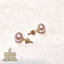 real pearl studs in gold