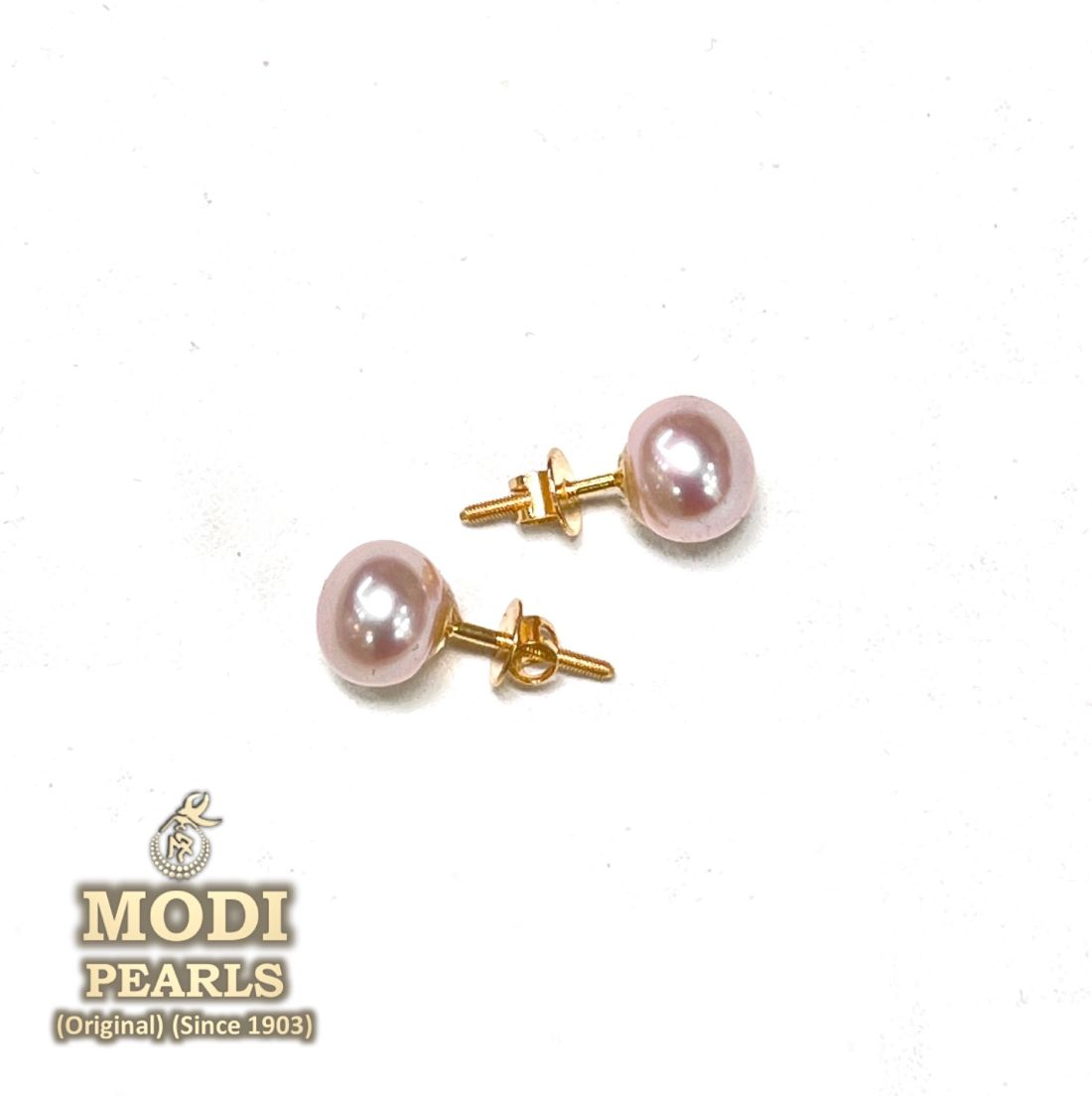 Vintage Golden Pearl Earrings (Pink) - Buy Designer Pearl Earrings Online