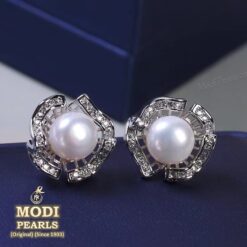 pearl earrings in silver