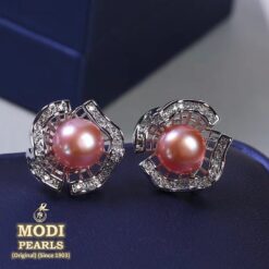 lavender pearls earring