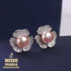 pearl earrings flower design