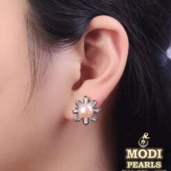 sunflower pearl earrings
