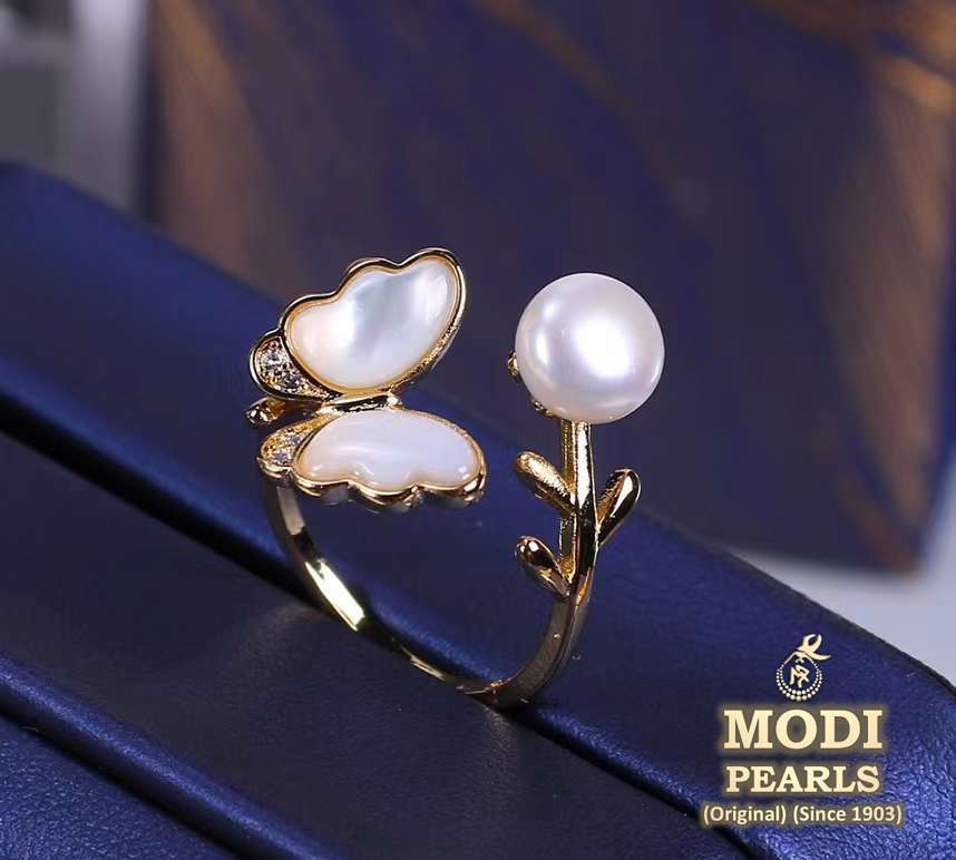 Sia jewel Fancy Latest Gold Pearl Ring/Designer Gold Ring/Anguthi for  Woman/Girls (golden, 16) : Amazon.in: Fashion