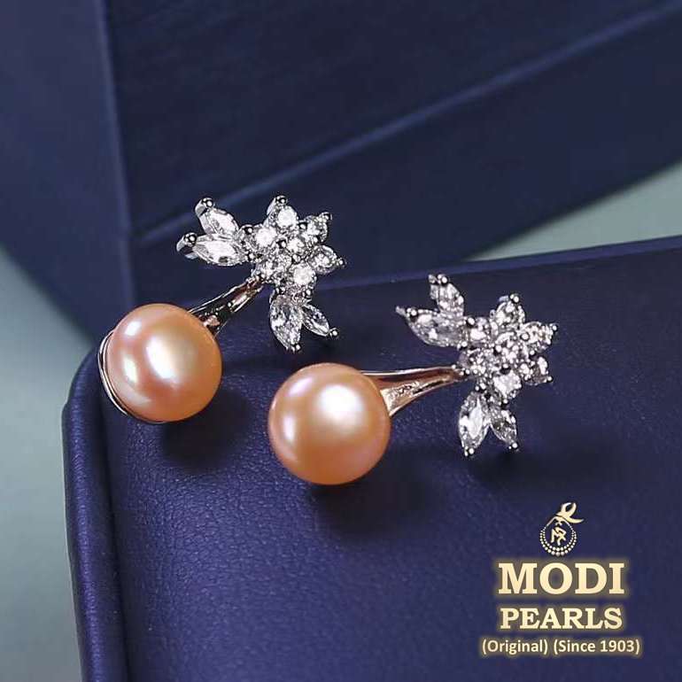 peach pearl earrings