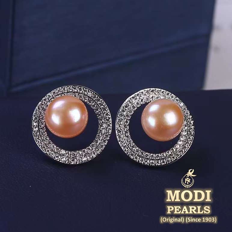 Intricate Flower Pearl Earrings (White) - Buy Designer Pearl Earrings Online
