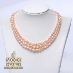 Light Pink Oval Pearl Necklace Set