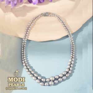 Classic Oval Grey Pearl Graded Necklace Image