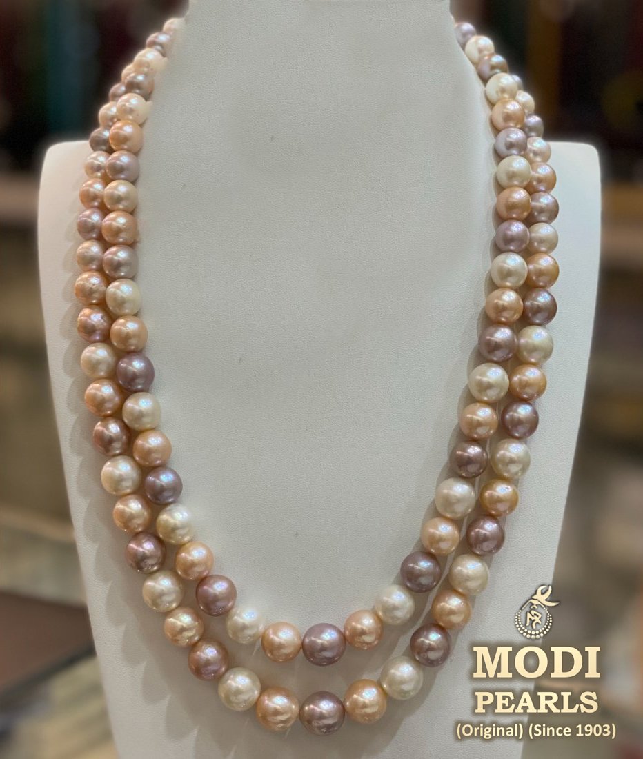 Japanese Pastel Pearls Necklace and Studs Set