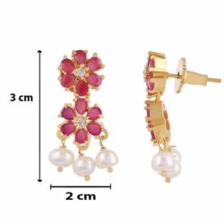 Simplistic Flower Side Brooch Set (Ruby)