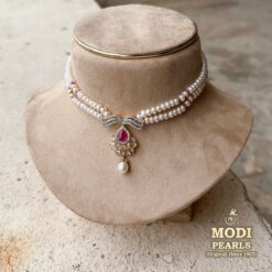 Alternative view of Beautiful Ruby Pearl Chokar (2 Row)